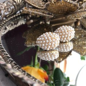 Gold pearl studded earrings